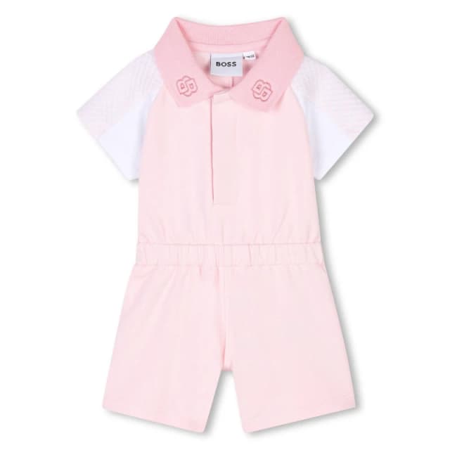 Boss Kids Logo Soft Fabric Playsuit Pink 44L female 3 Mnth