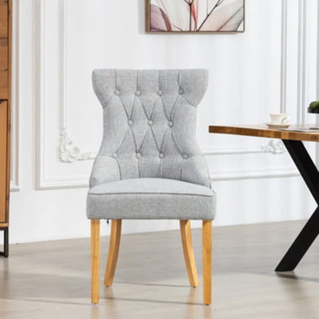 Tiana Fabric Dining Chairs - Set Of 2 - Light Grey