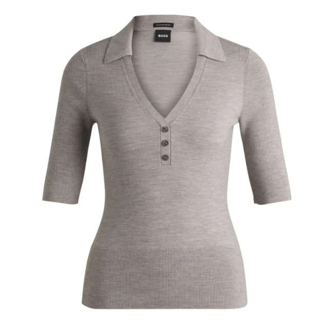 Boss Fatirame Button Placket Sweater Grey female XS