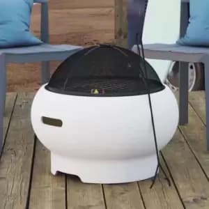 Dorel Asher Wood Burning Fire Pit with Grill and Cover - White