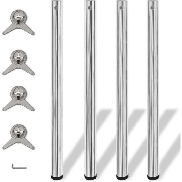 VIDAXL 4 Height Adjustable Table Legs Chrome 870 mm Vidaxl 8718475946496