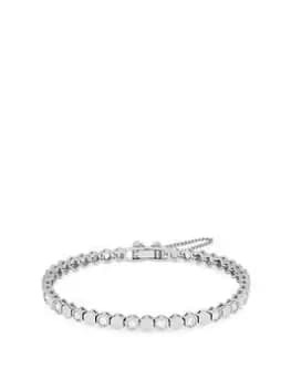 Jon Richard Rhodium Plated Polished And Cubic Zirconia Hexagon Bracelet - Gift Boxed, Silver, Women