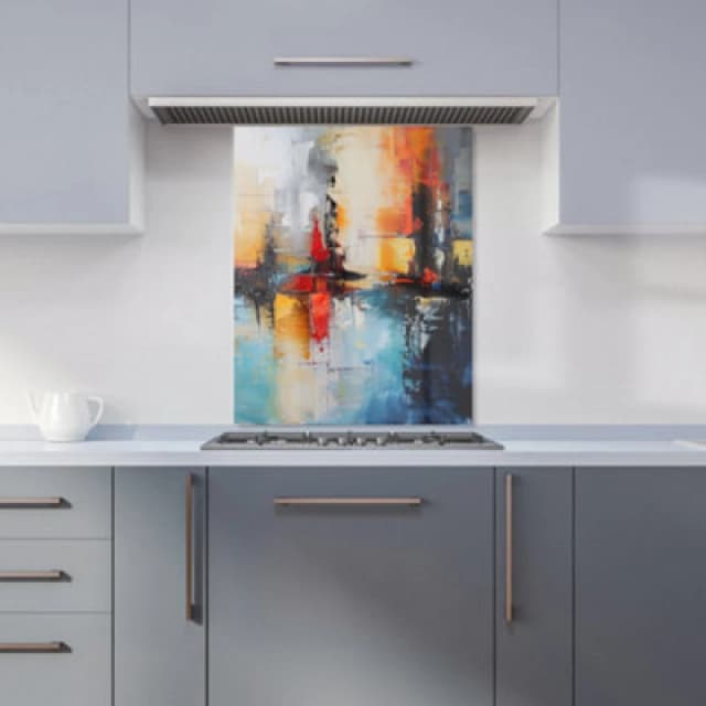 Warren Reed Designer Reflective Splendour: City In Abstract Kitchen Splashback
