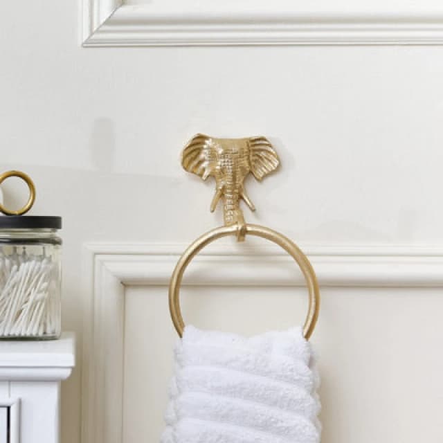 Melody Maison Metallic Gold Elephant Towel Ring Metallic Gold