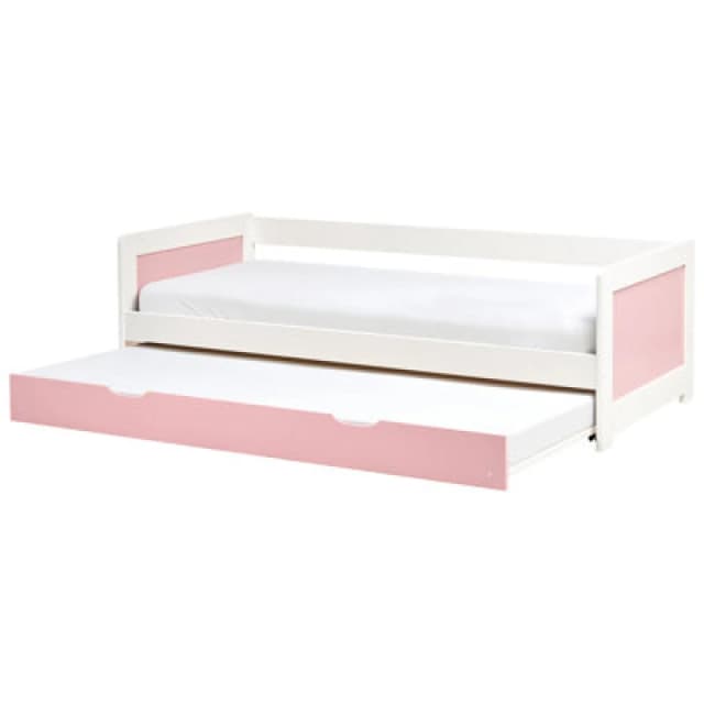 Beliani Trundle Bed Pine Wood Gravelines 90 X 200 Cm (Eu Single) Pink