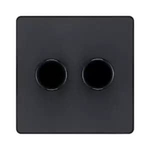 BG Evolve Matt Grey Trailing Edge LED 200W Double Dimmer Switch 2-Way Push On/Off - PCDMG82B