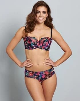 Panache Floris Black Floral Balcony Bra