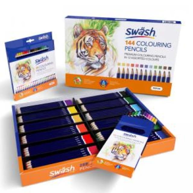 Swash Premium Colouring Pencils 12 Assorted Colours Pack of 144