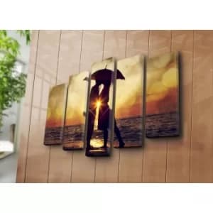 5PAT-36 Multicolor Decorative Canvas Painting (5 Pieces)