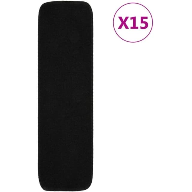 VIDAXL Anti Slip Stair Mats 15 pcs 75x20cm Black Rectangular vidaXL 8720286849088