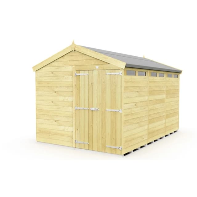 Buttercup Farm 8 x 12 Feet Apex Security Shed - Double Door - L358 x W231 x H217cm in Brown Brown Unisex