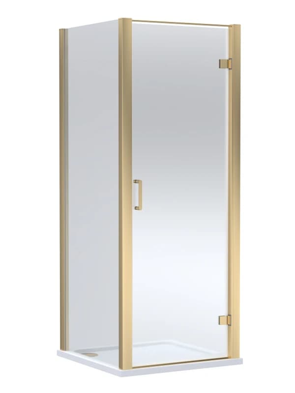 Balterley Hinged Shower Door, Slip Resistant Tray: 800x800mm Brushed Brass/White in Metallics Metallics Unisex