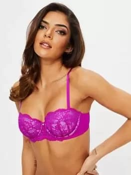 Ann Summers Bras Sexy Lace Planet Padded Balcony Bra, Bright Purple, Size 34C, Women