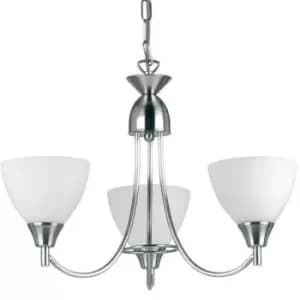 Hanging Ceiling Pendant Light SATIN CHROME 3x Shade Lamp Bulb Holder Fitting