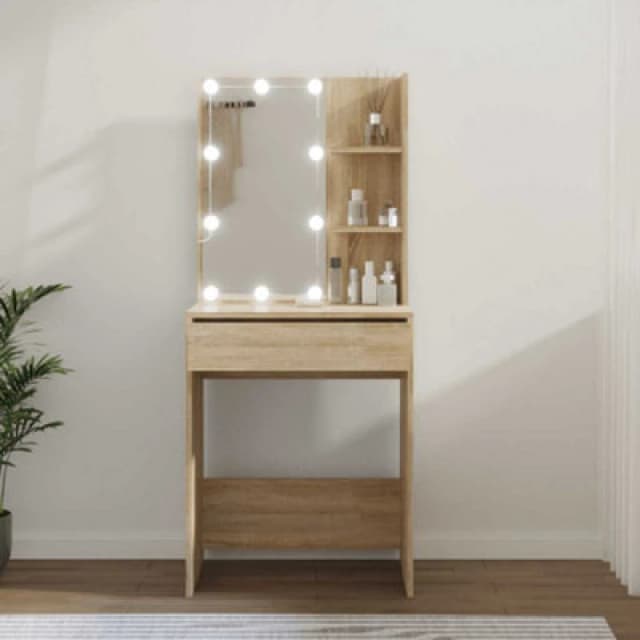 vidaXL Dressing Table with LED Sonoma Oak 60x40x140 cm, Brown 808831