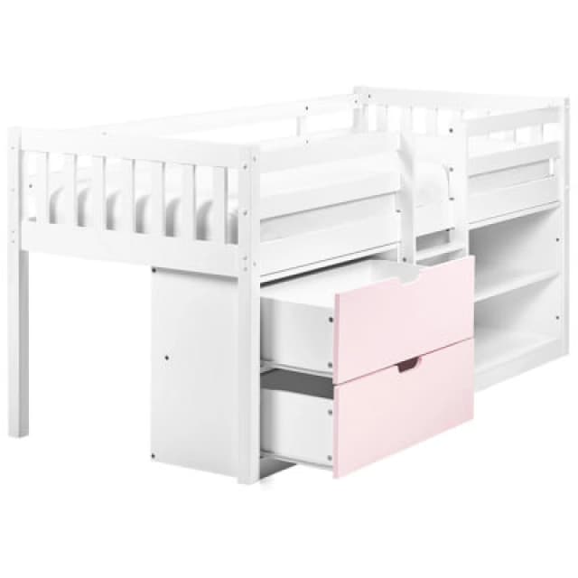 Beliani Mid Sleeper Bed Wood Susville 90 X 200 Cm (Eu Single) Pink