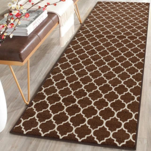 Smart Living Trellis Heavy Duty Machine Washable Hallway Kitchen Non Slip Door Mat Dark Brown