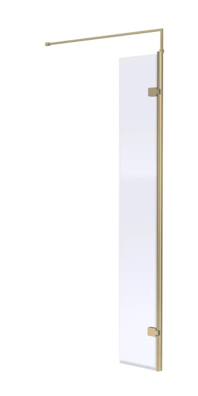 Balterley 8mm Safety Glass Hinged Return Support Bar Brushed Brass 300x1850mm Bronze