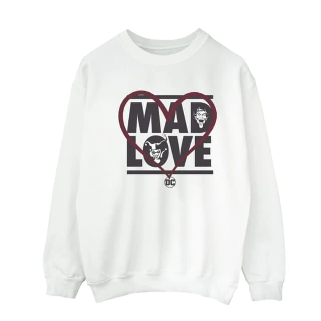Batman Batman Men Mad Love The Joker & Harley Quinn Sweatshirt in White Size: Small White S Male 5063376329965