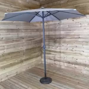 3m Aluminium Parasol Light Grey with Crank Handle for Garden or Patio