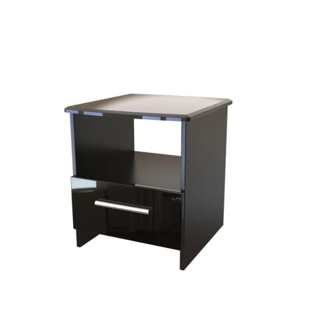Harrow Bottom Drawer Lamp Table In Black Gloss (Ready Assembled)