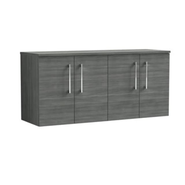 Balterley Level 1200mm Wall Hung 4 Door Unit with Worktop - Anthracite Woodgrain in Grey Grey Unisex