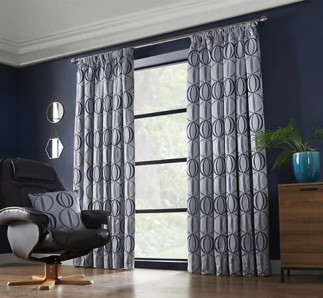 Essential Living Ome Pencil Pleat Taped Top Curtains Navy 167cm x 228cm OMETNVY6690