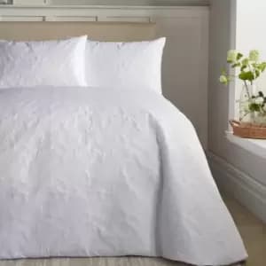 Butterfly Garden Pinsonic Textured Duvet Cover Set, White, King - Serene