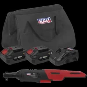 Sealey CP20VRW 20v Cordless 3/8" Drive Ratchet Wrench 2 x 4ah Li-ion Charger Bag