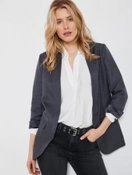 Mint Velvet Smoke Shawl Collar Blazer - Dark Grey, Size 8, Women
