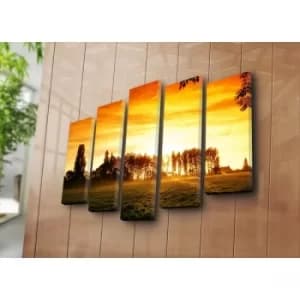 5PATK-135 Multicolor Decorative Canvas Painting (5 Pieces)