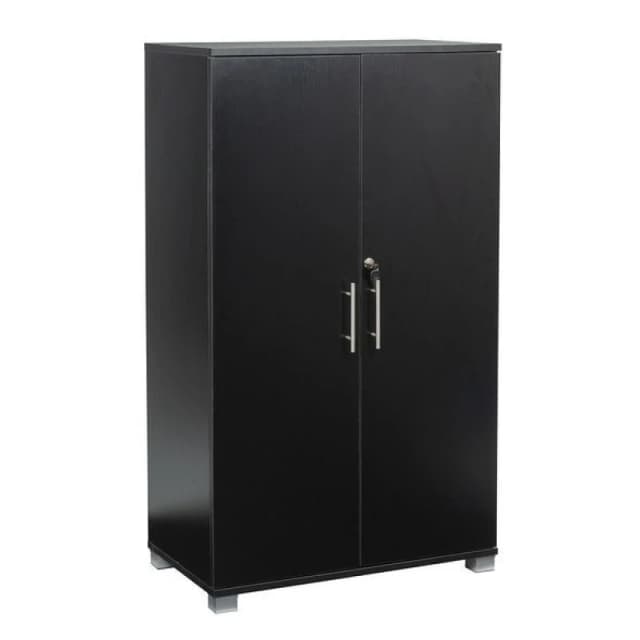 Moderna Black Filing Cabinet, 2 Shelves, Lockable 2 Door, Tall Office Cupboard Black Unisex