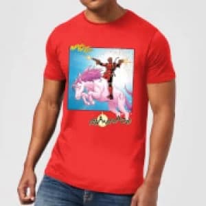Marvel Deadpool Unicorn Battle Mens T-Shirt - Red - L