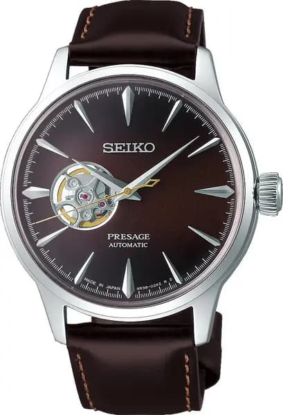 Seiko Presage Watch Cocktail Collection Open Heart Stinger - Brown SE-176
