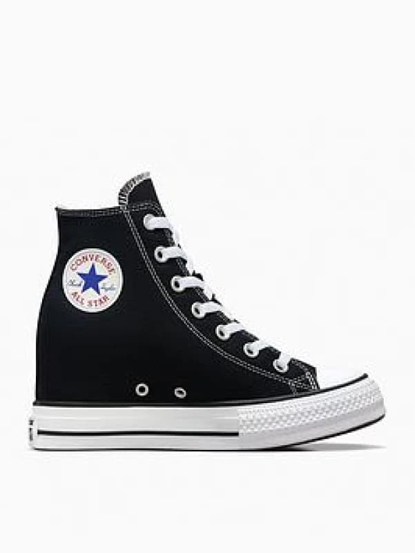 Converse Womens Chuck Taylor All Star Wedge Trainers Black Red Navy Brown, 8