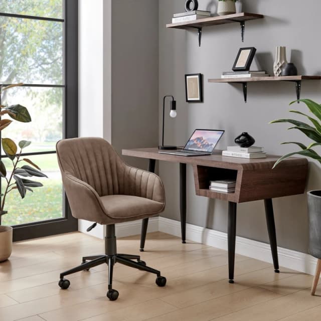 FurnitureboxUK FurnitureboxUK Booker Faux Leather Office Chair in Brown Brown One Size Unisex 5056657198701