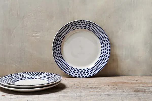 Nkuku Indigo Drop Dinner Plate Tableware Cream/Indigo