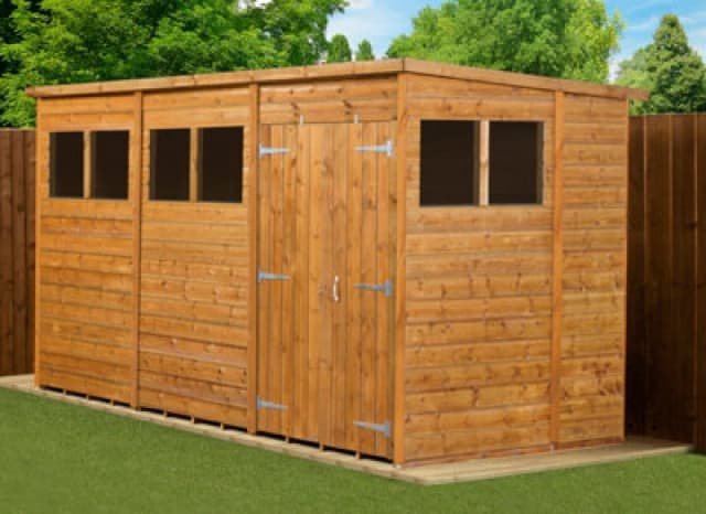 Empire Sheds Empire Modular Pent 12X4 Double Door Windows (12X4) (12ft X 4ft)