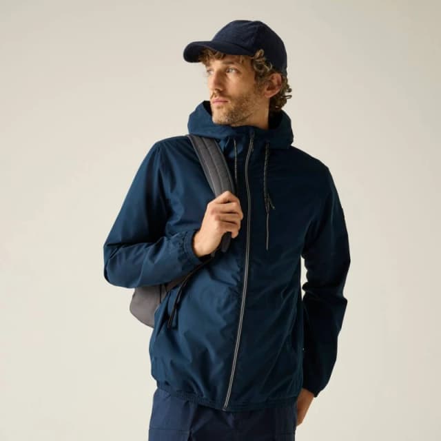 Regatta Mens Shorebay Marl Lightweight Hooded Waterproof Jacket in Navy Size: 3XL Navy Male 3XL