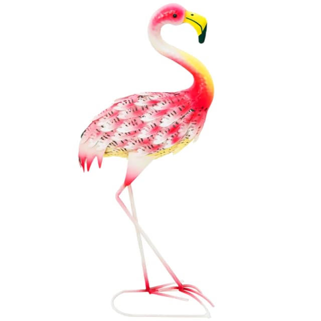 Outsunny Outsunny Flamingo Garden Statue, Metal Garden Ornament with Stakes, Pink