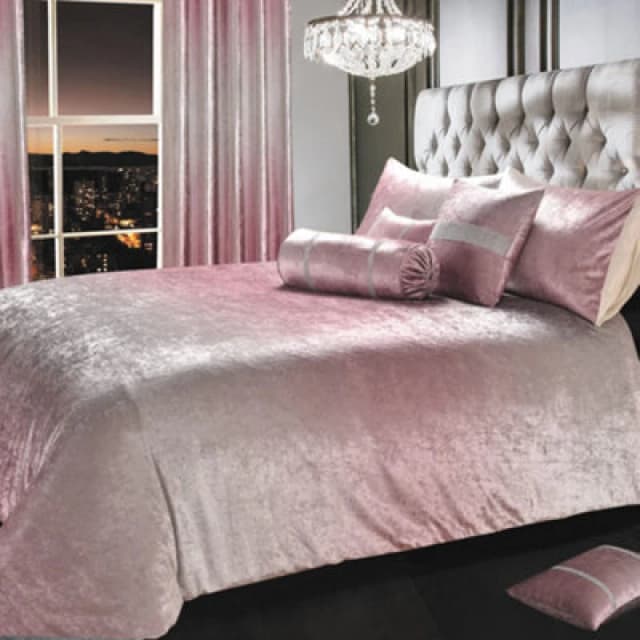 Intimates Crushed Velvet Duvet Cover & Pillowcase Set, Modern Luxury With Smooth Surface, Machine Washable Bedroom Decor - Pink