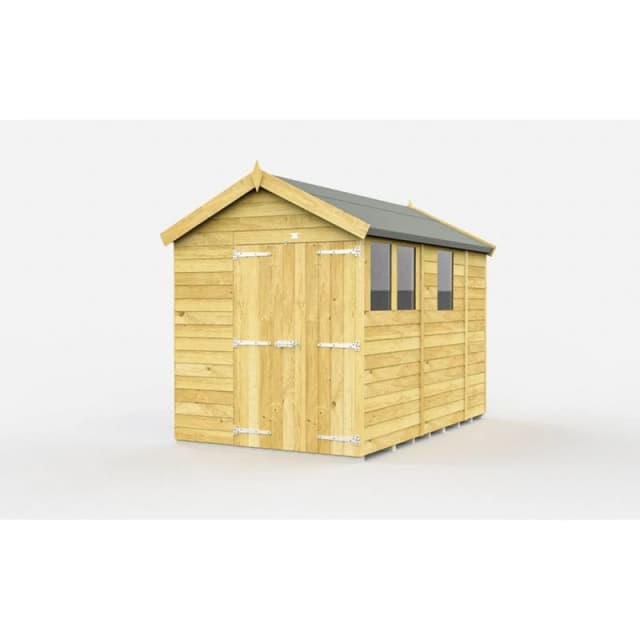 Buttercup Farm 6 x 9 Feet Apex Shed - Double Door W/ Windows - L272 x W175 x H217cm in Brown Brown Unisex
