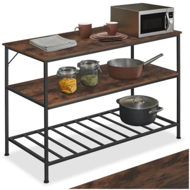 Tectake Shelves Akeley - Industrial Style, 3 Shelving Tiers, 120 X 60 X 90.5cm - Industrial Wood Dark, Rustic