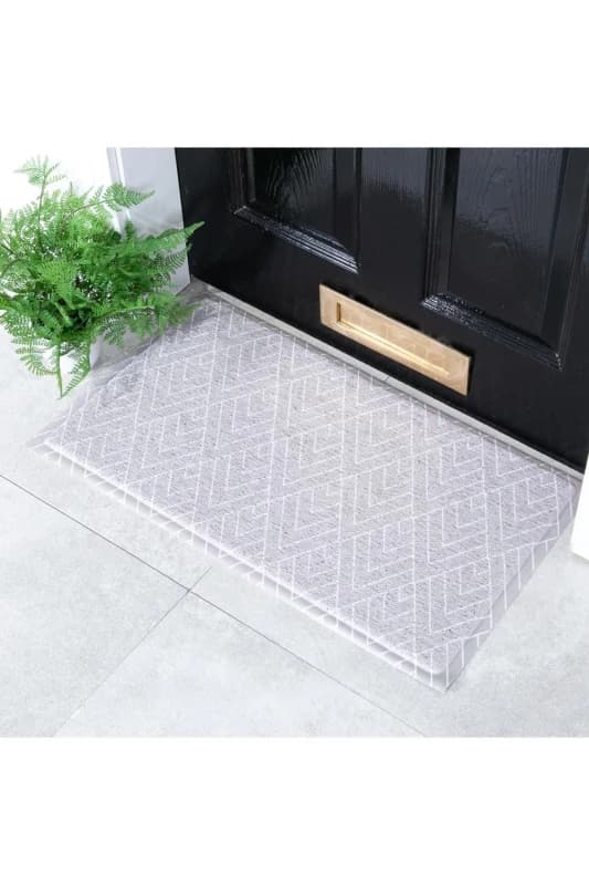 Artsy Doormats Grey Grey Geometric Pattern Doormat (70 X 40Cm), Grey DMW-GREYGEOPATT