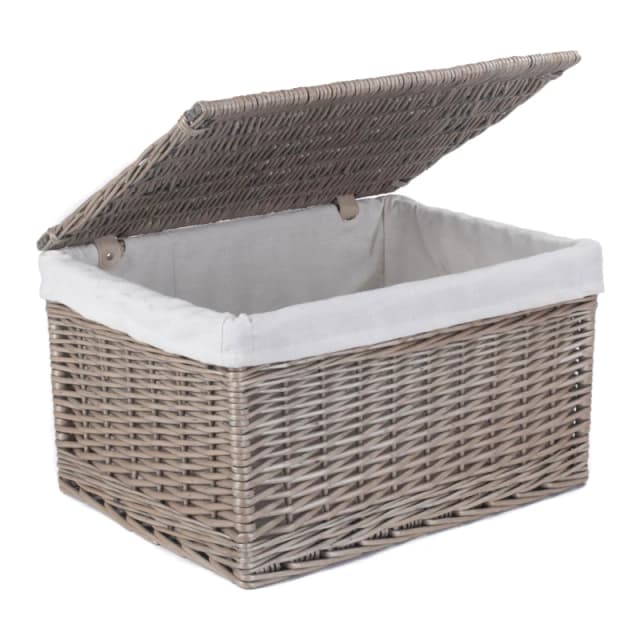 Red Hamper Wicker Antique Wash Cotton Lined Storage Basket in Brown Size: Large Brown Unisex L