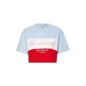 Tommy Jeans Tjw Ovrszd Crop Archive Logo Ss - Blue