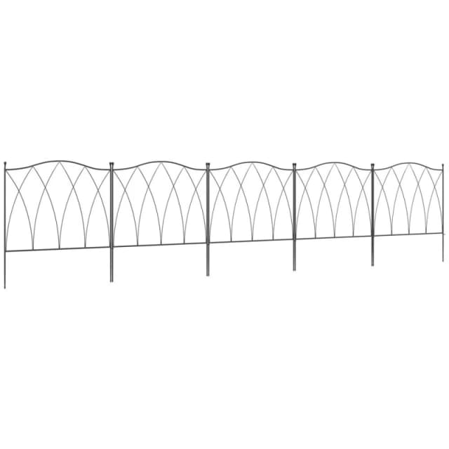 Outsunny 5Pcs Decorative Garden Fencing Metal Border Edging, Black 844-625V00BK
