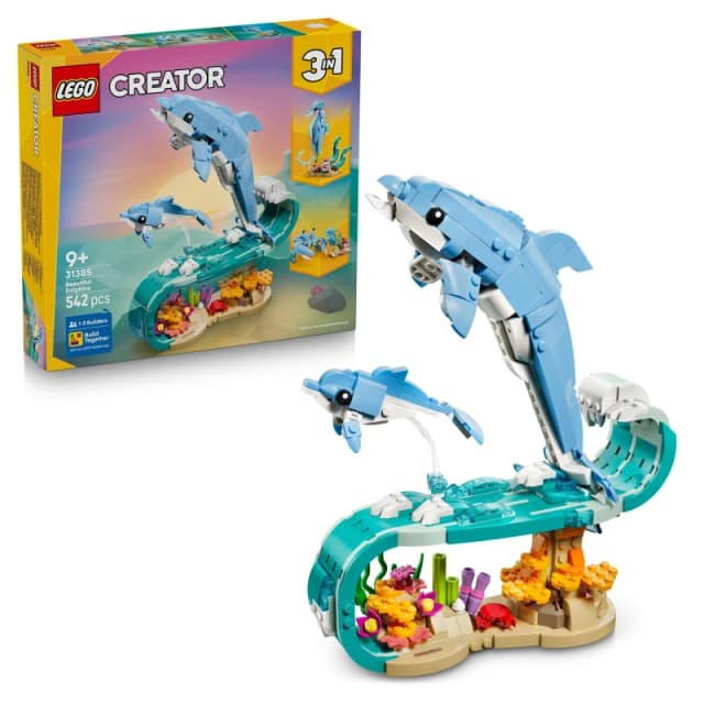 LEGO Creator 3in1 Sea Animals: Beautiful Dolphins Toy 31385