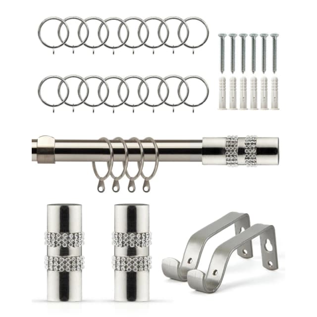 Emma Barclay Diamante - Extendable Curtain Pole with rings Curtain Poles 120-210cm Grey 41670369000