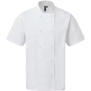 Premier Mens Coolchecker Short-Sleeved Chef Jacket (M) (White) - White